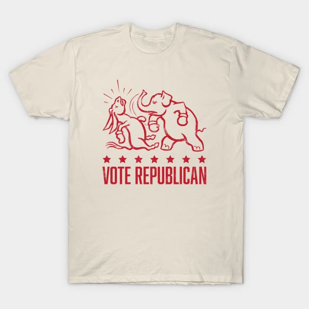 Vintage 1950's Vote Republican Boxing Elephant (Red) T-Shirt by From The Trail